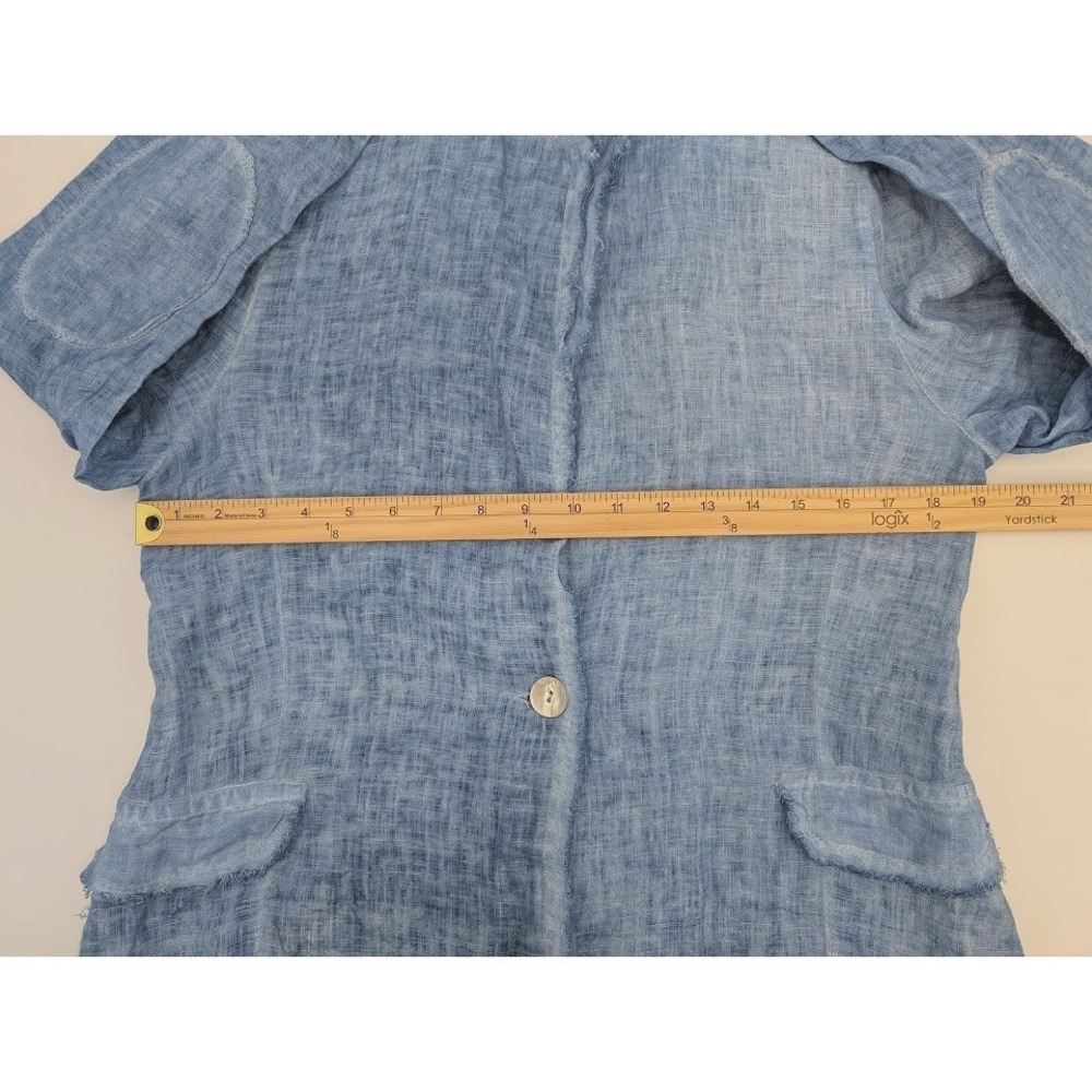 MEO MELI 100% Linen Jacket Blazer Womens S/M Blue Coastal Minimalist Lagenlook - Picture 14 of 16